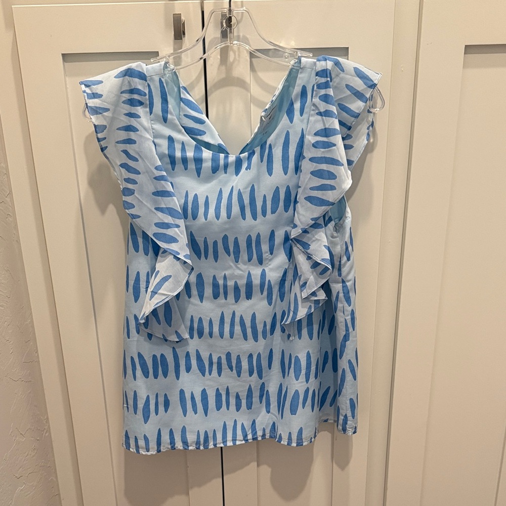 Blue Patterned Women's Top